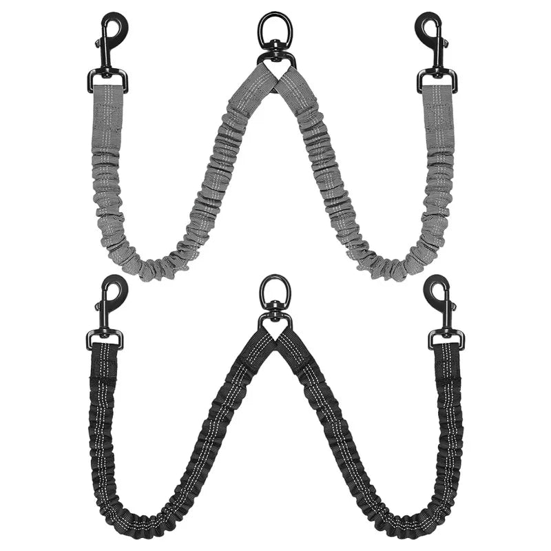 Dual-Head Shock-Absorbing Elastic Dog Leash – Ideal for Walking and Running