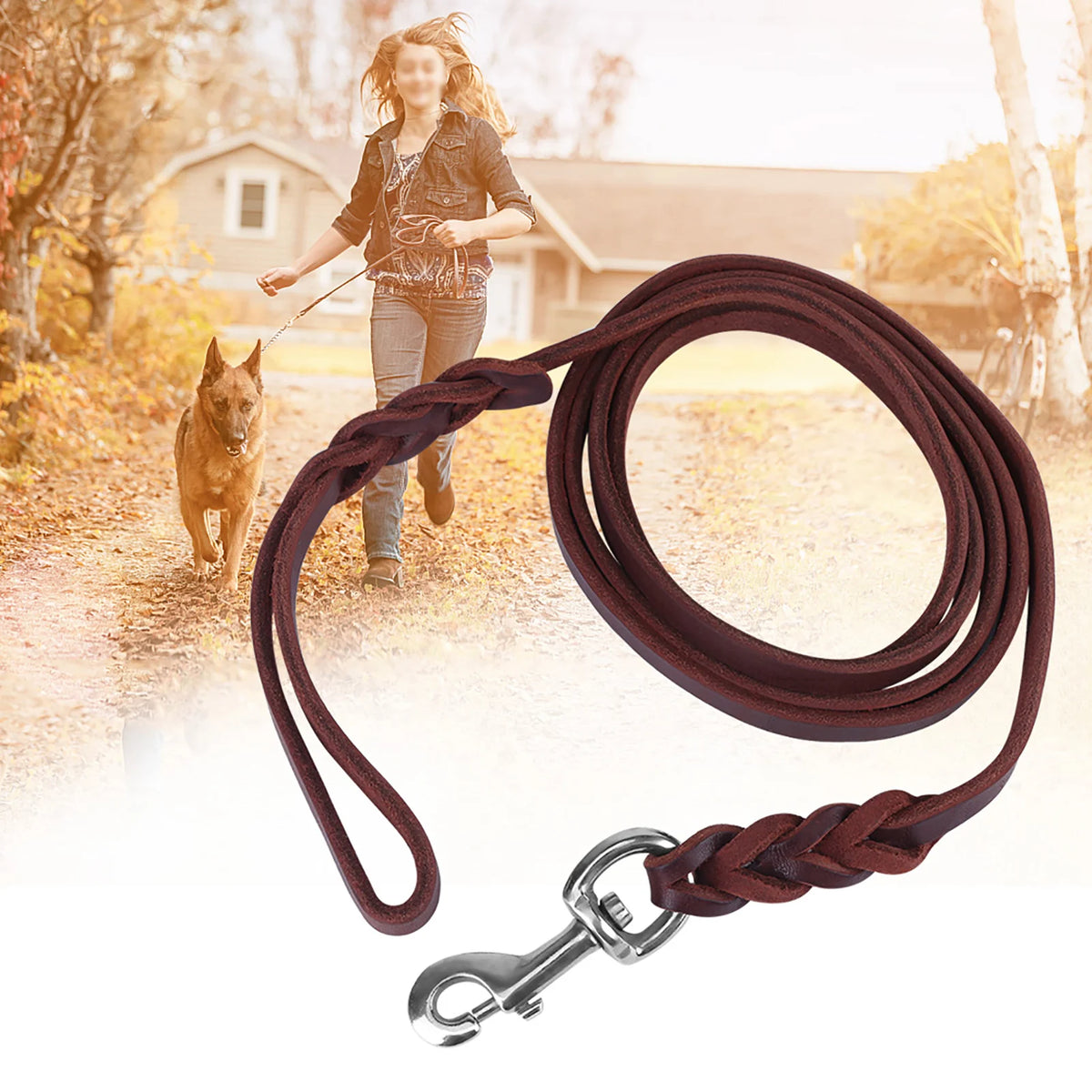 Genuine Leather Dog Leash – Durable and Elegant for Walks and Training