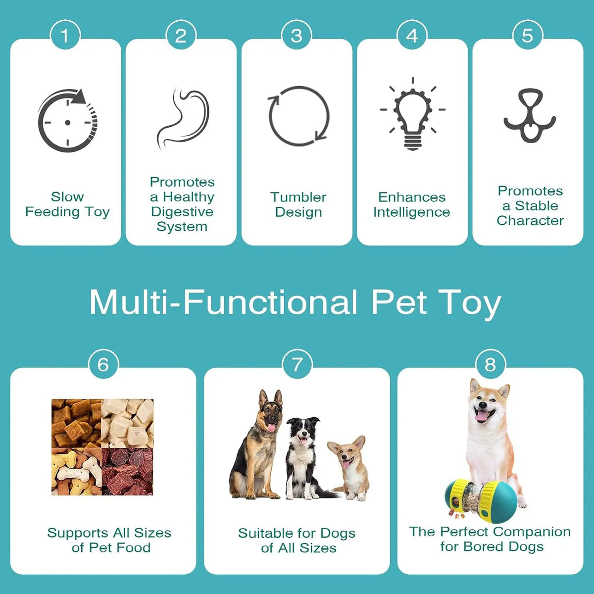 Treat Dispensing Ball for Dogs and Cats – Adjustable Interactive Toy
