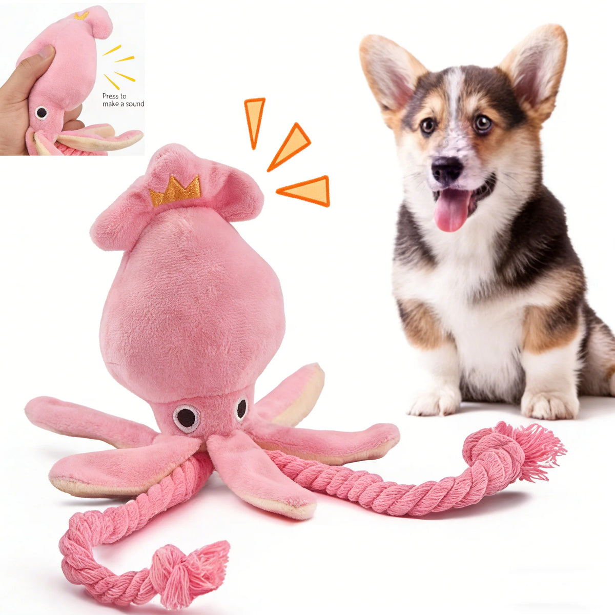 Rope Octopus with Sound for Dogs and Cats – Interactive Cotton Toy