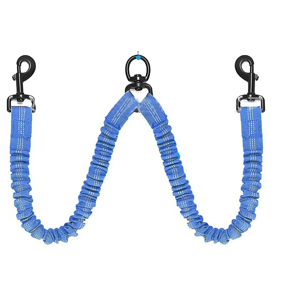 Dual-Head Shock-Absorbing Elastic Dog Leash – Ideal for Walking and Running
