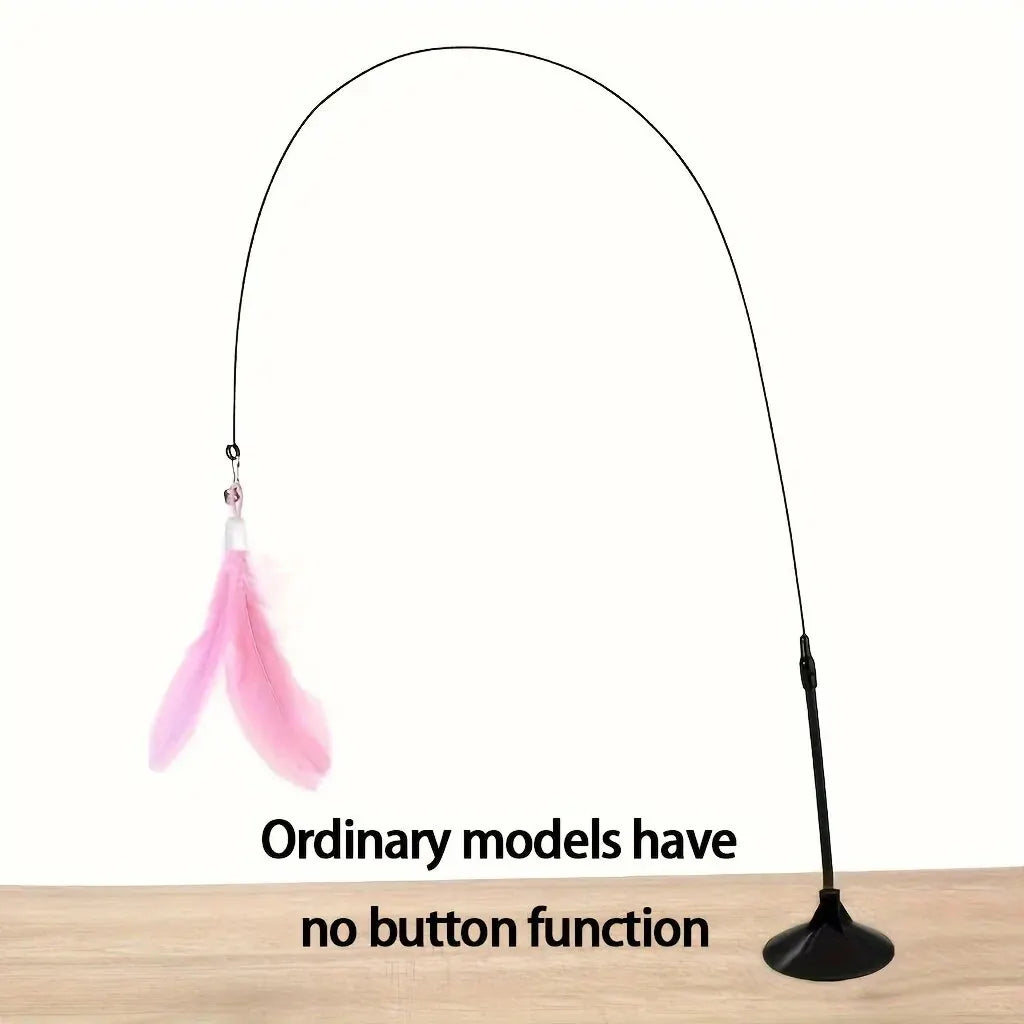 Cat Teaser Toy - Interactive Bell and Feather Wand - Long Suction Cup Pole for Exciting Playtime Adventures - Ultimate Cat Toy