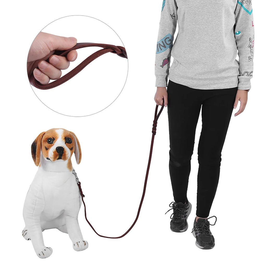 Genuine Leather Dog Leash – Durable and Elegant for Walks and Training