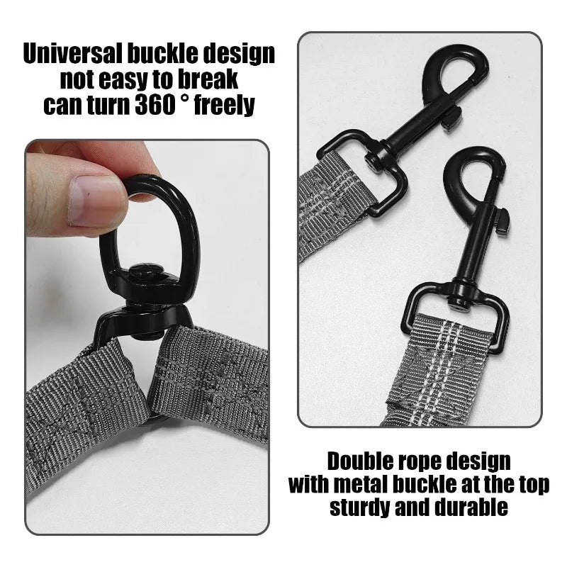 Dual-Head Shock-Absorbing Elastic Dog Leash – Ideal for Walking and Running