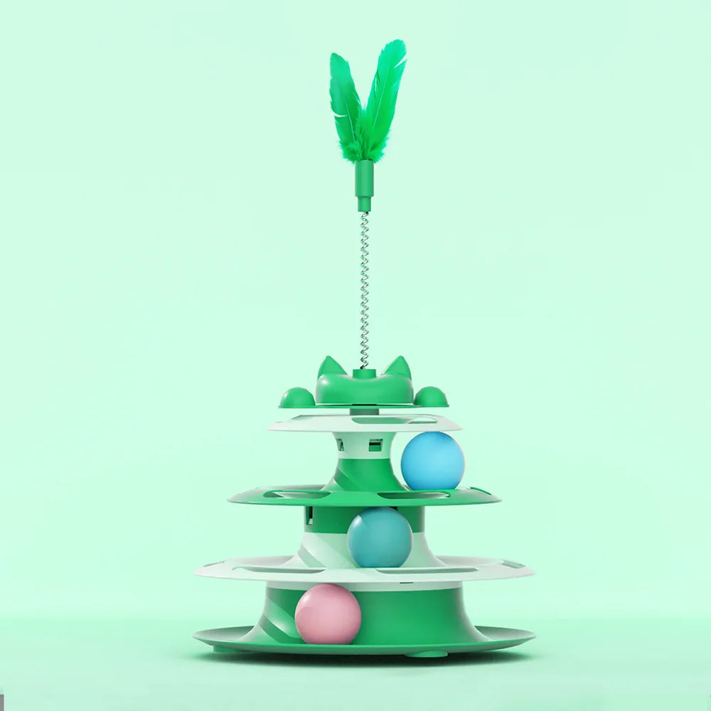 Interactive Cat Toys – Set with Wand, Balls, and Turntable